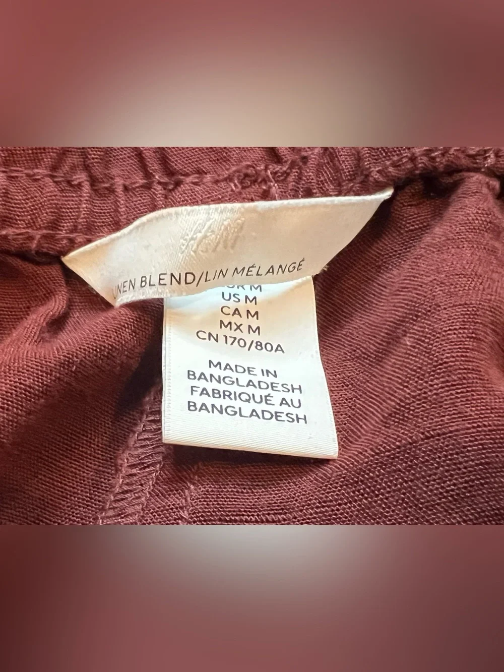 H&M Casual Drawstring Linen Pants - Burgundy